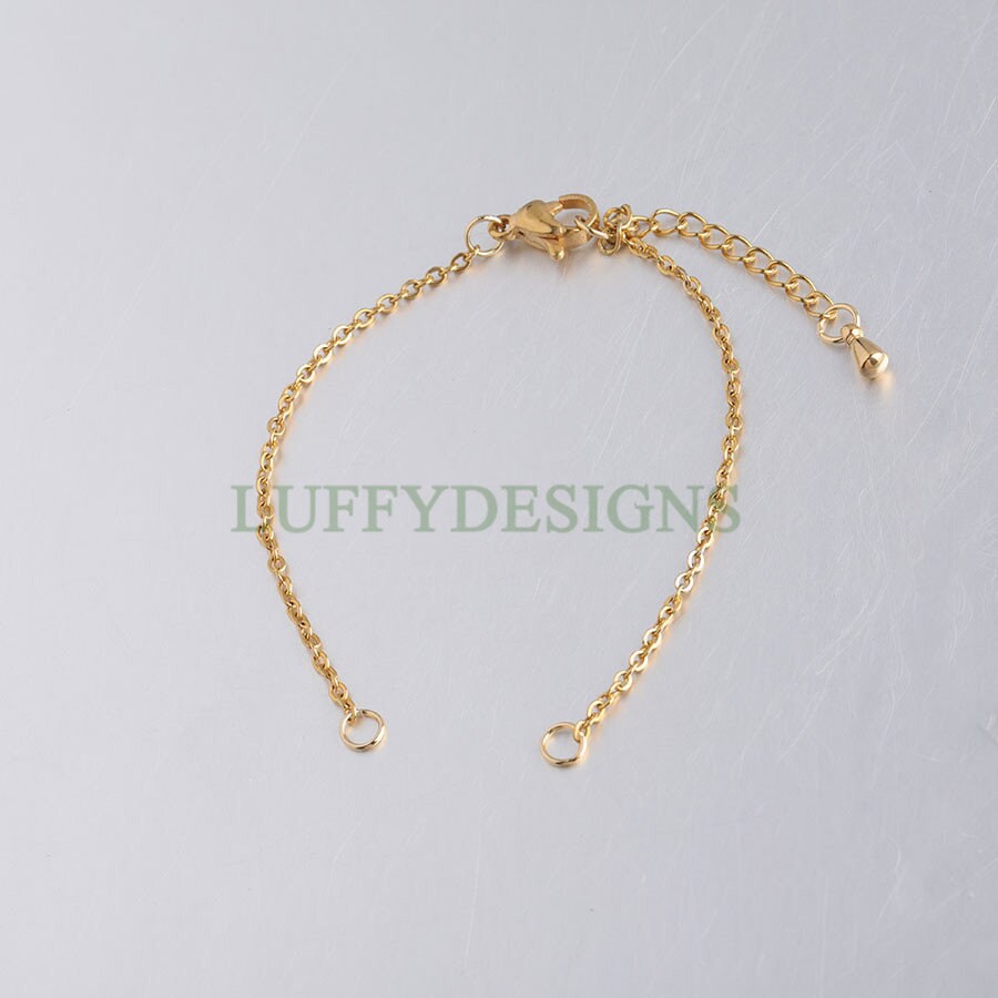 10Pcs Half Finished Bracelet, Flat Oval Cable Chain With Extension Chain, 18k Gold /Rose Gold plated 316L Stainless Steel, Bracelet Supplies