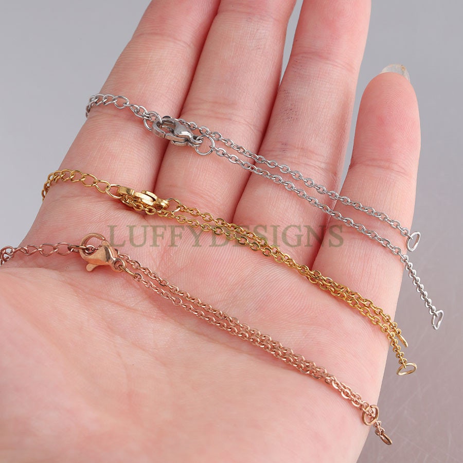 10Pcs Half Finished Bracelet, Flat Oval Cable Chain With Extension Chain, 18k Gold /Rose Gold plated 316L Stainless Steel, Bracelet Supplies