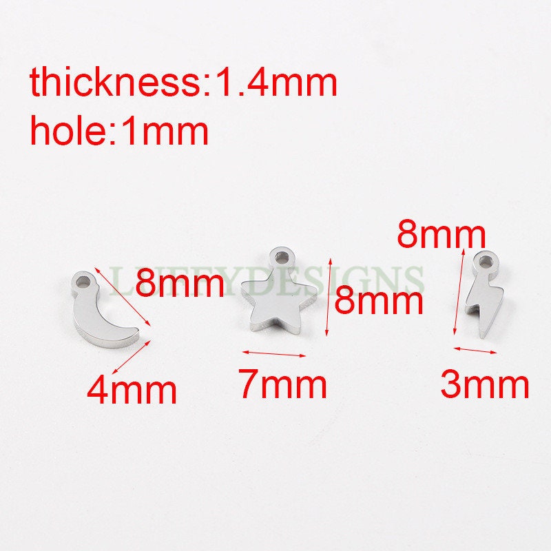 10pcs Crescent Moon Charms, Star Charms, Lightning Bolt Charms, Universe Charm Pendant, Starry Night Charm Pendant, Mirror Polished Findings