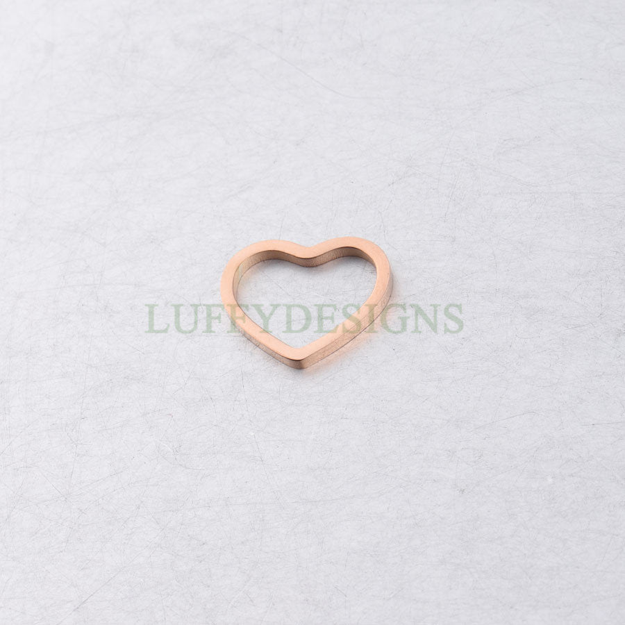 10pcs Heart Ring Charm, Close Heart Ring, Love Charms Link Connectors, Heart Pendant, Heart Flat Ring, 18K Gold plated 316L Stainless Steel