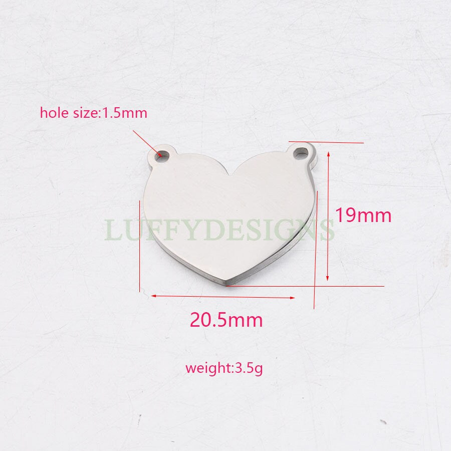 10pcs Heart Charms with Double Loops, Tiny Love Charm, Gold /Rose Gold Stainless Steel Heart, Heart Pendant, Love Pendant, Necklace Findings