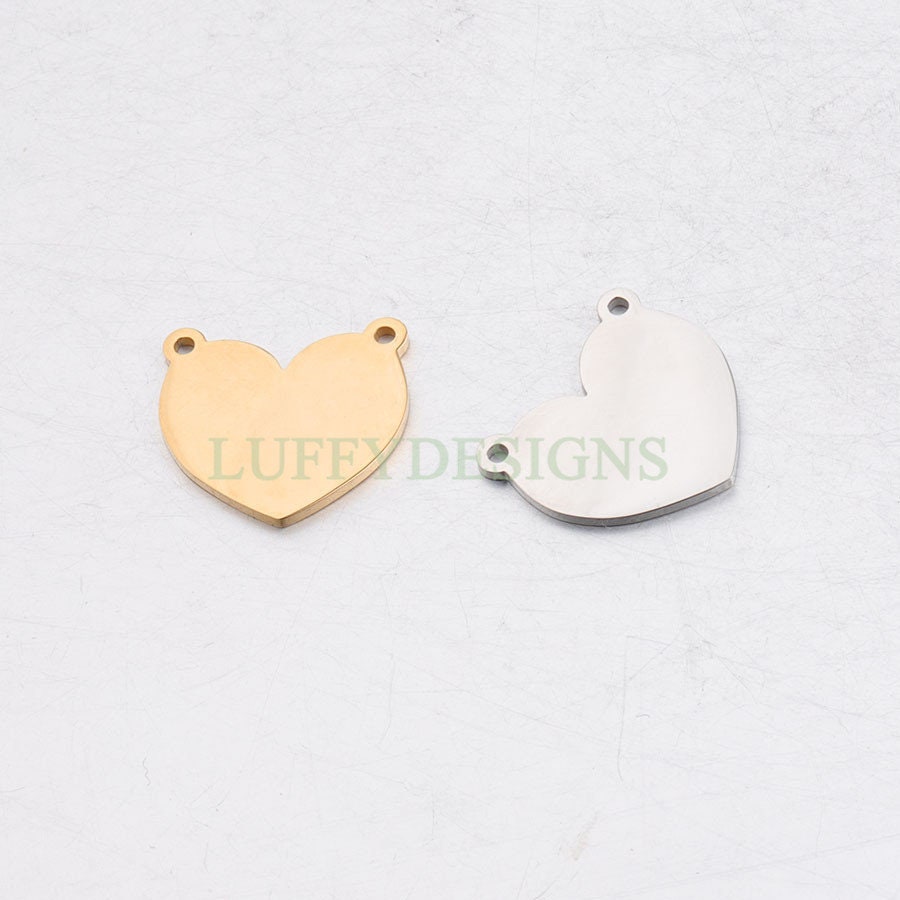 10pcs Heart Charms with Double Loops, Tiny Love Charm, Gold /Rose Gold Stainless Steel Heart, Heart Pendant, Love Pendant, Necklace Findings