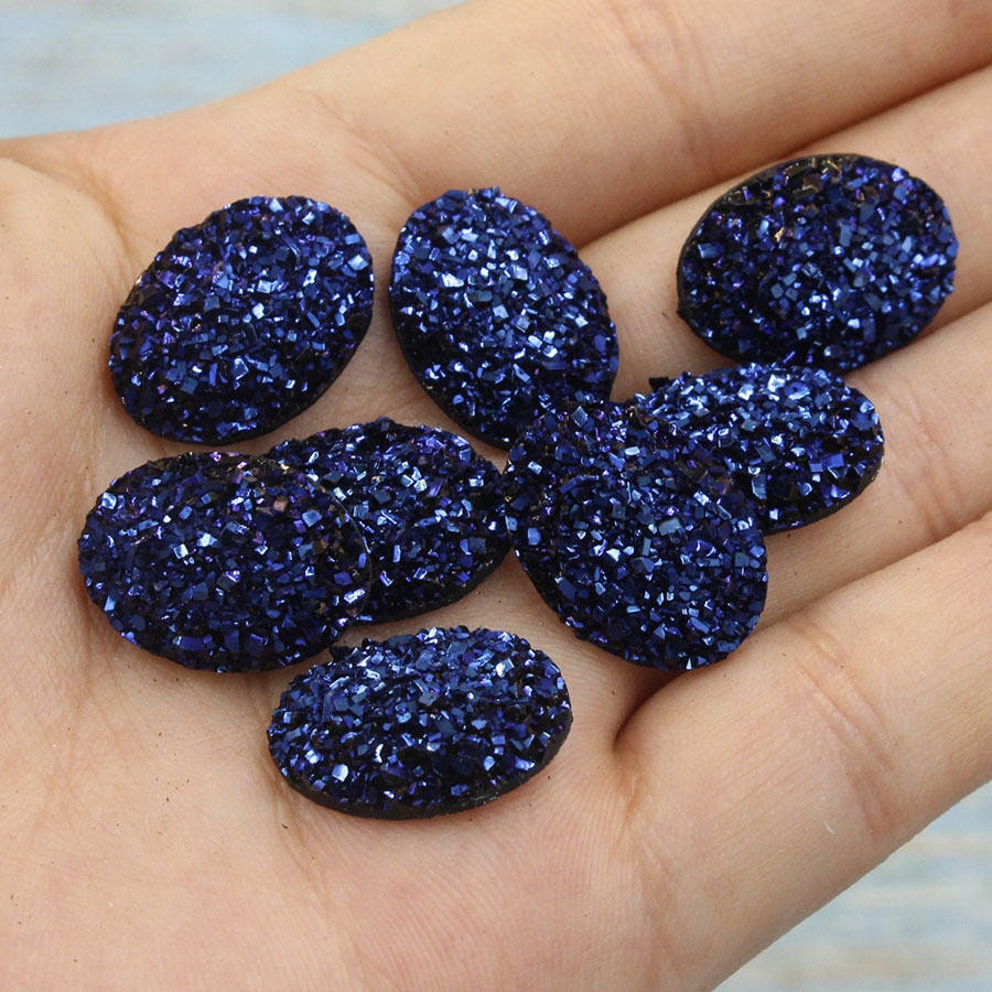 20pcs 13x18mm Round Druzy Cabochon, Faux Drusy Cabochons, Earring Findings Setting, Bulk Druzy Supplies, Druzy Stone for Stud Earring Making