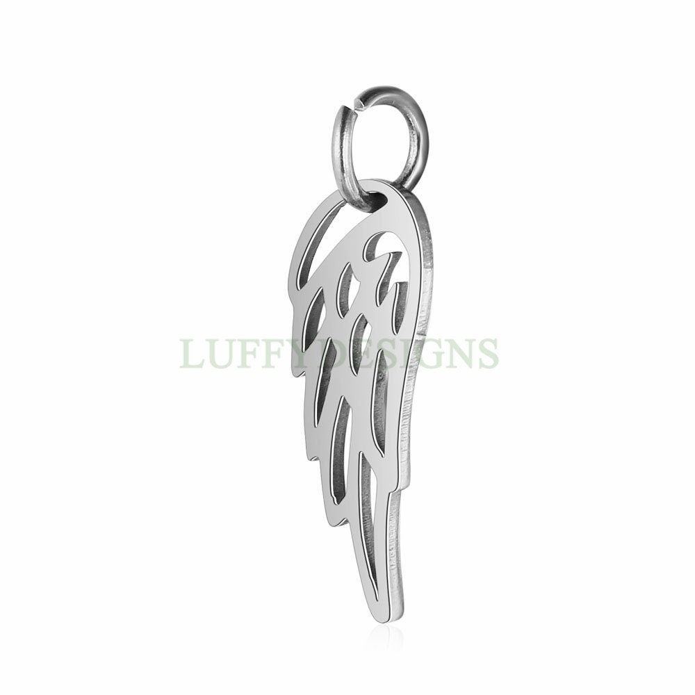WHOLESALE 10pcs Angel Wing Charms 17x6mm, Gold /Rose Gold Stainless Steel Wings, Metal Charms, Jewelry Making Supplies, Tiny Wings Findings