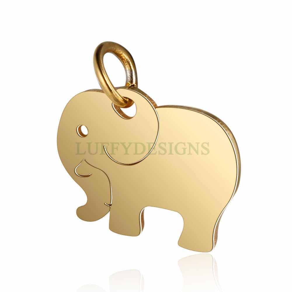 WHOLESALE 10pcs Elephant Charms 14x13mm, Gold /Rose Gold Stainless Steel, Metal Charms, Jewelry Making Supplies, Cute Tiny Elephant Findings