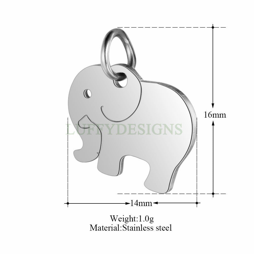 WHOLESALE 10pcs Elephant Charms 14x13mm, Gold /Rose Gold Stainless Steel, Metal Charms, Jewelry Making Supplies, Cute Tiny Elephant Findings
