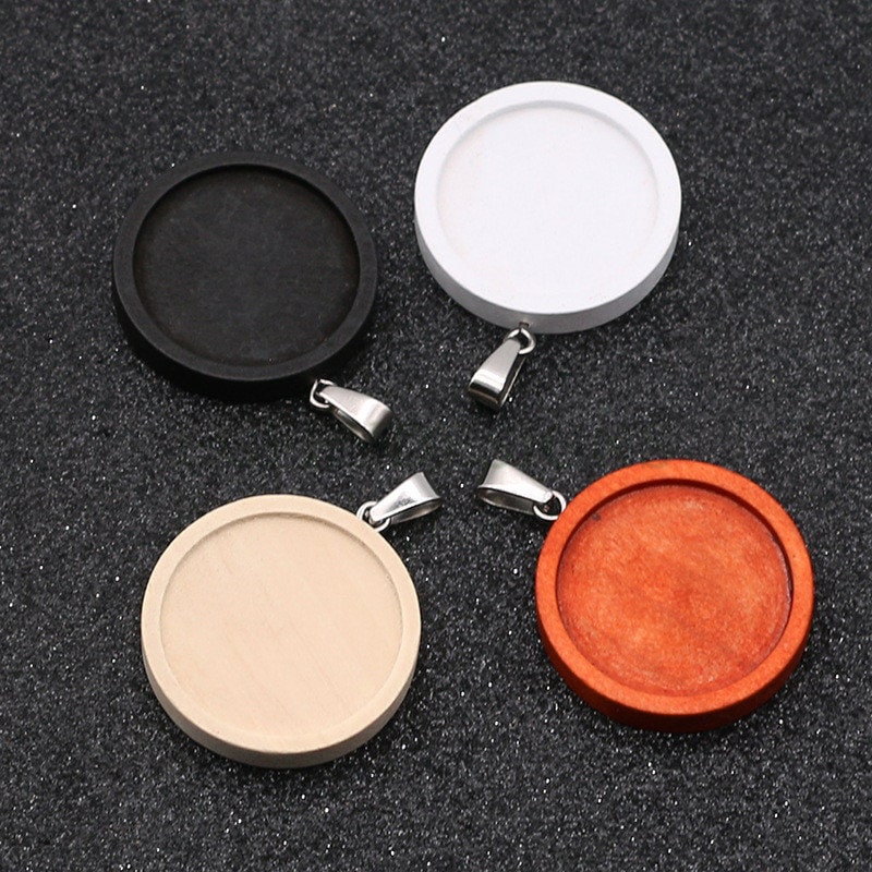 10pcs Wood Bezel Tray Settings, Wood Settings Base, Wood Bezel Blanks, Bezel Blank Base Setting, Round Cabochon Settings, Wood Glass Trays