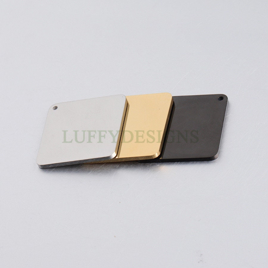5pcs Gold Square Charm, Square Pendant, Stamping Square Blank, DIY Engraving Supplies, Mirror Polished,18K Gold plated 316L Stainless Steel