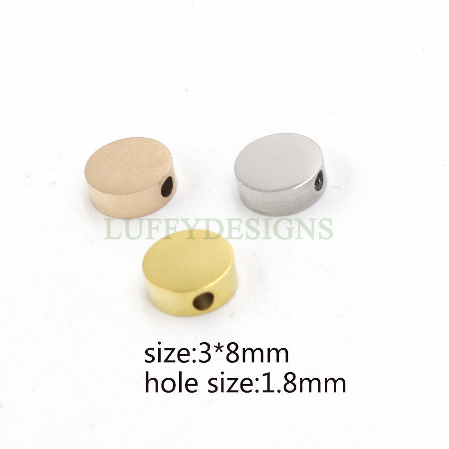 10pcs Gold Roundel Spacer Beads, Seamless Circle Ring, Flattened Round Beads, Seamless Round For Bracelet Making, 18K Gold plated
