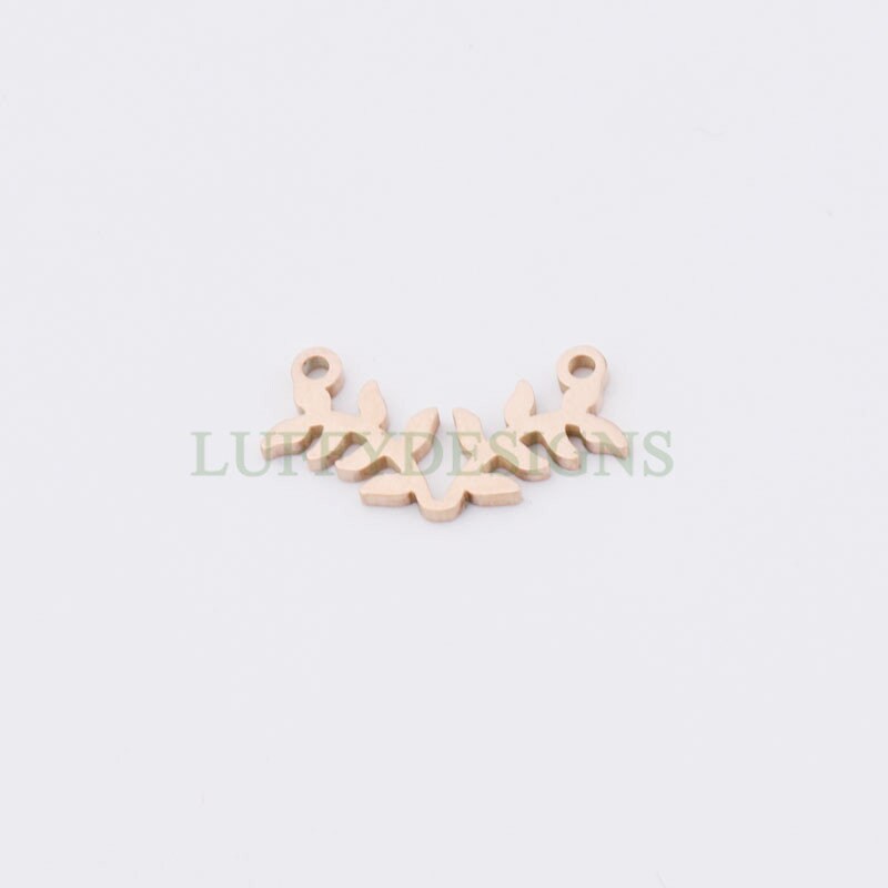 10pcs Branch and Leaves Connector Charm, 18K Gold plated Stainless Steel, Leaves Charm Pendant, Gold Branch Findings For Necklace/Bracelet