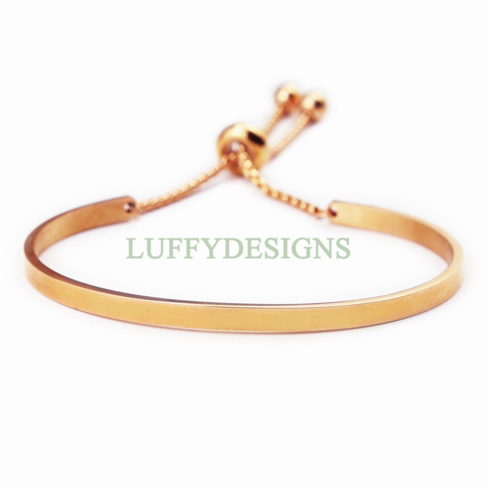 5PCS Finished Slide Bracelet, Sliding Adjustable Bracelet, Gold Bar Bracelet blanks, Hand Stamping Blanks, Custom Engraving Supplies