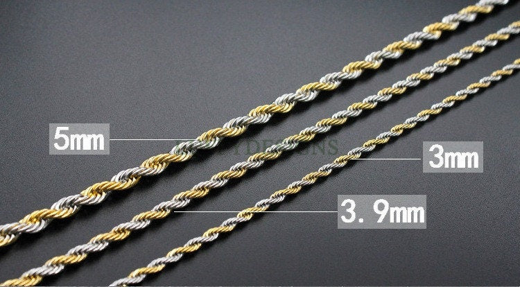 2pcs Finished Twist Chain, Twist Chain Necklace, 18k Gold /Black plated 316L Stainless Steel, Mens Chain, Men's Necklace, Hypoallergenic