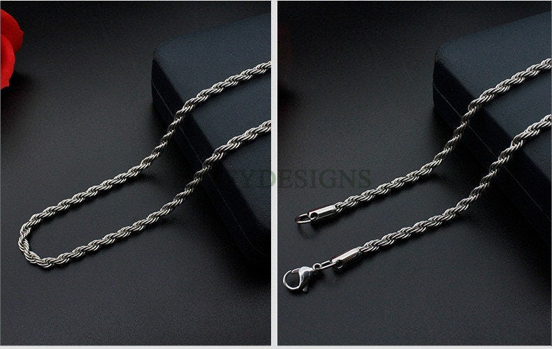 2pcs Finished Twist Chain, Twist Chain Necklace, 18k Gold /Black plated 316L Stainless Steel, Mens Chain, Men's Necklace, Hypoallergenic