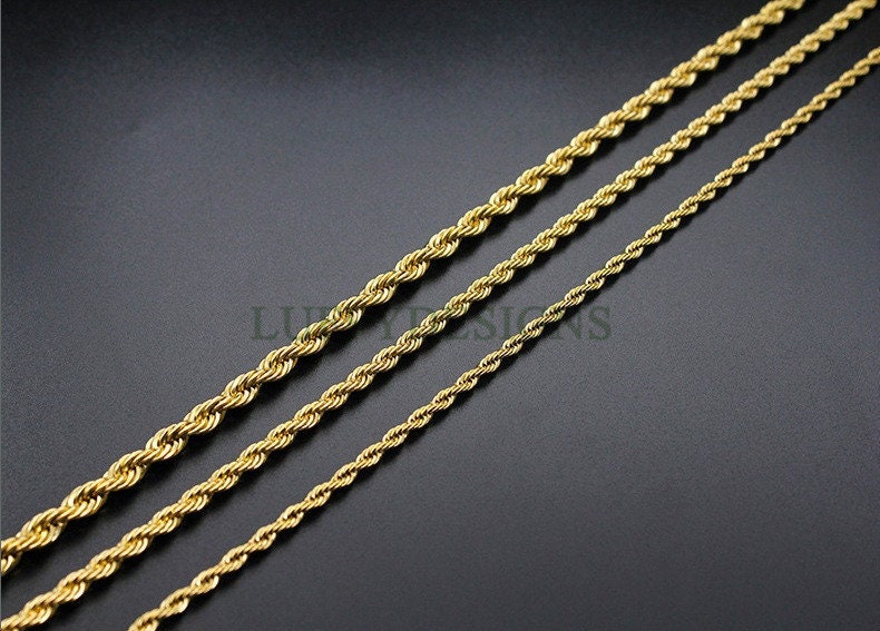 2pcs Finished Twist Chain, Twist Chain Necklace, 18k Gold /Black plated 316L Stainless Steel, Mens Chain, Men's Necklace, Hypoallergenic