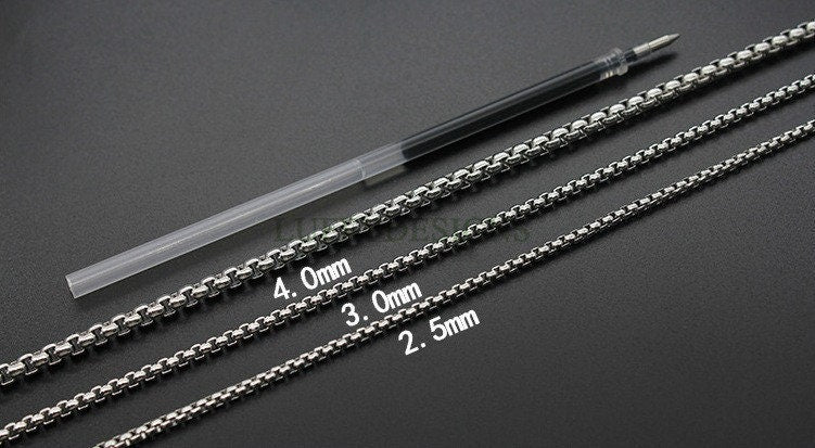 5pcs Finished Round Box Chains, Square Rolo Chain Necklace, 18k Gold /Black plated 316L Stainless Steel, Men's Chains, Men's Necklace