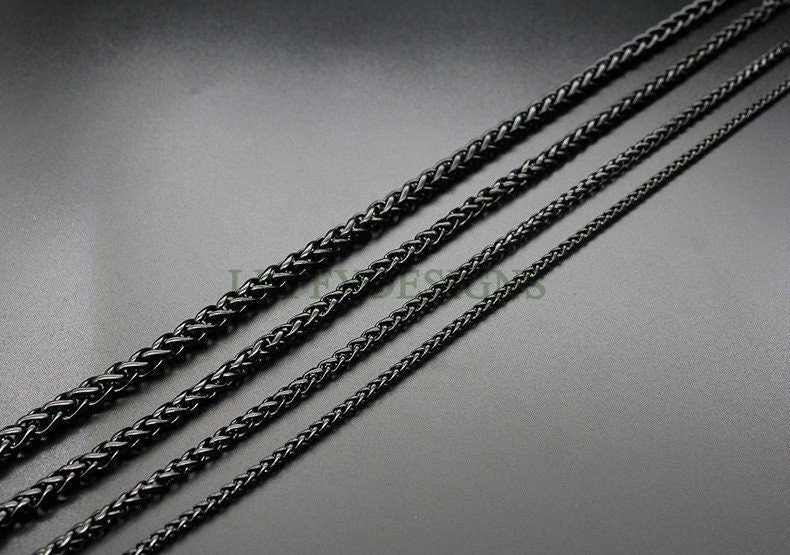 2pcs Finished Wheat Chain, Stainless Steel Necklace for Men, Men's Chain, Bulk Men's Necklace, Hypoallergenic Chain, 18-35 inches