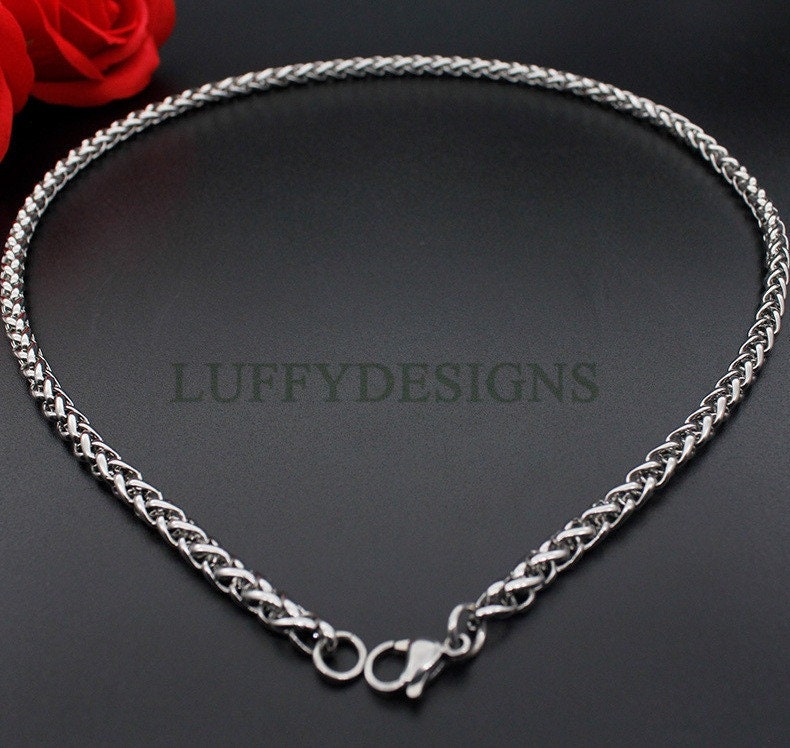 2pcs Finished Wheat Chain, Stainless Steel Necklace for Men, Men's Chain, Bulk Men's Necklace, Hypoallergenic Chain, 18-35 inches
