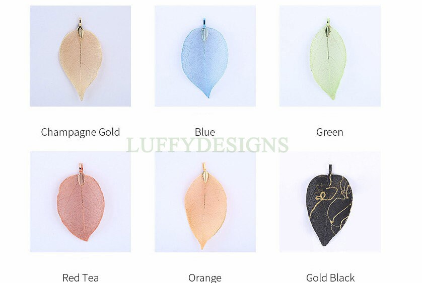 5pcs Leaf Charm Pendant, Real Natural Leaf Skeleton, Leaves Charm, Hollow Filigree Leaf Charm, Real Daphne Leaf, Gold Plated Leaf Pendant