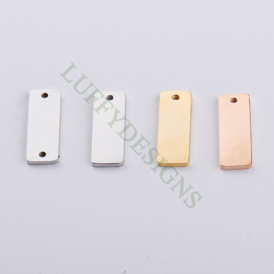 10pcs Personalized Stamping Blank Bar 6x18mm, Ready to Stamp, Gold Bar Charm, Gold Plated Stainless Steel, Mirror Polished Engraving Supply