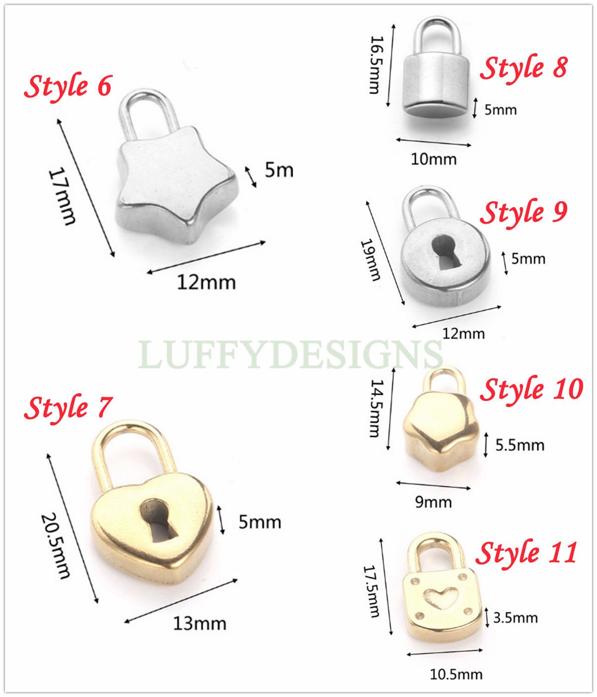 5pcs 3D Key and Lock Charms, Gold plated Stainless Steel, Gold Key and Lock Pendant, Tiny Key and Lock Charms, Jewelry Making Findings