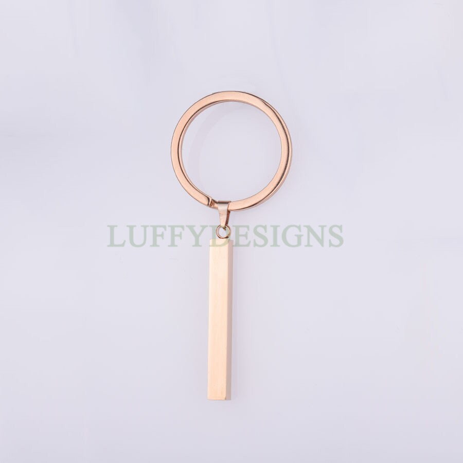 5pcs Blank 3D bar keychain, 3D bar keyring supplies, Gold stainless steel blanks, Hand stamping bar keychain, Mirror Polished DIY Engraving