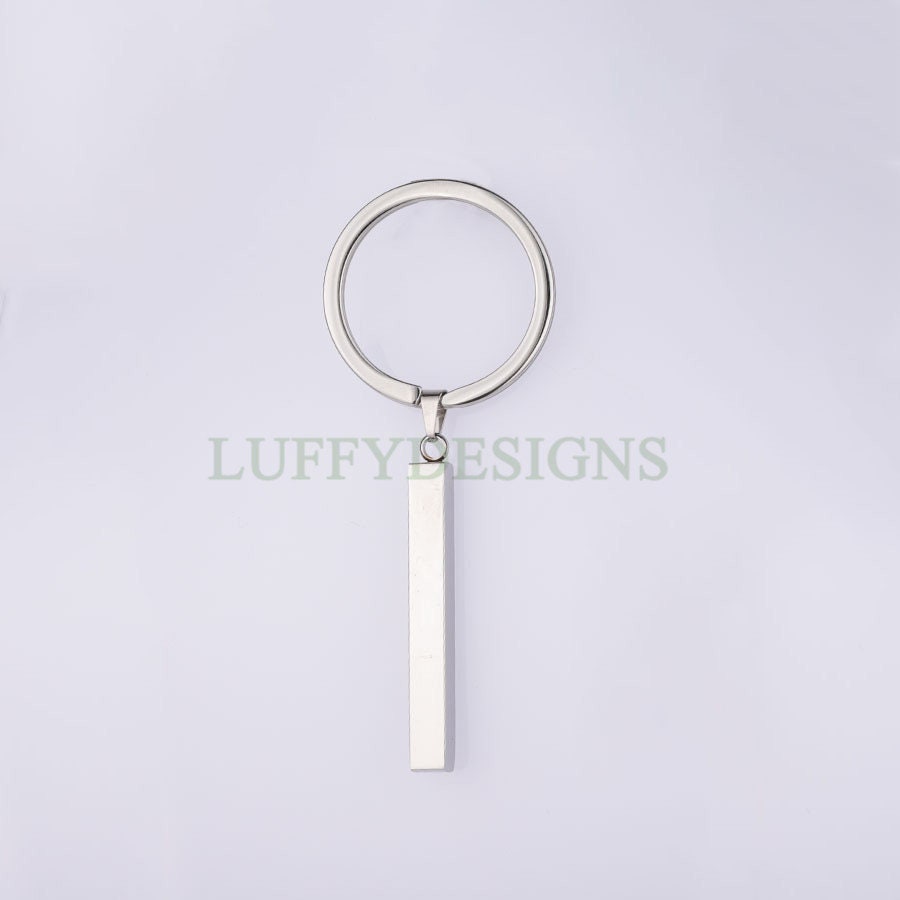 5pcs Blank 3D bar keychain, 3D bar keyring supplies, Gold stainless steel blanks, Hand stamping bar keychain, Mirror Polished DIY Engraving