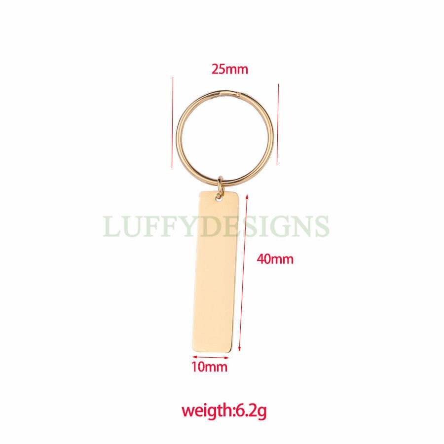 5pcs Blank bar keychain, bar keyring supplies, Gold stainless steel blanks, Ready Stamping bar keychain, Mirror Polished Engraving Keychain