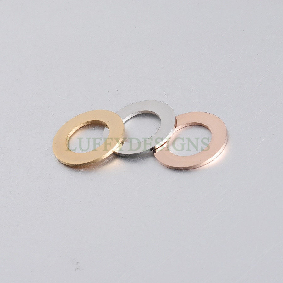 10pcs Gold Ring Charm, Close Jump Ring, Circles Charms Link Connectors, Round Pendant, Round Flat Ring, 18K Gold plated 316L Stainless Steel