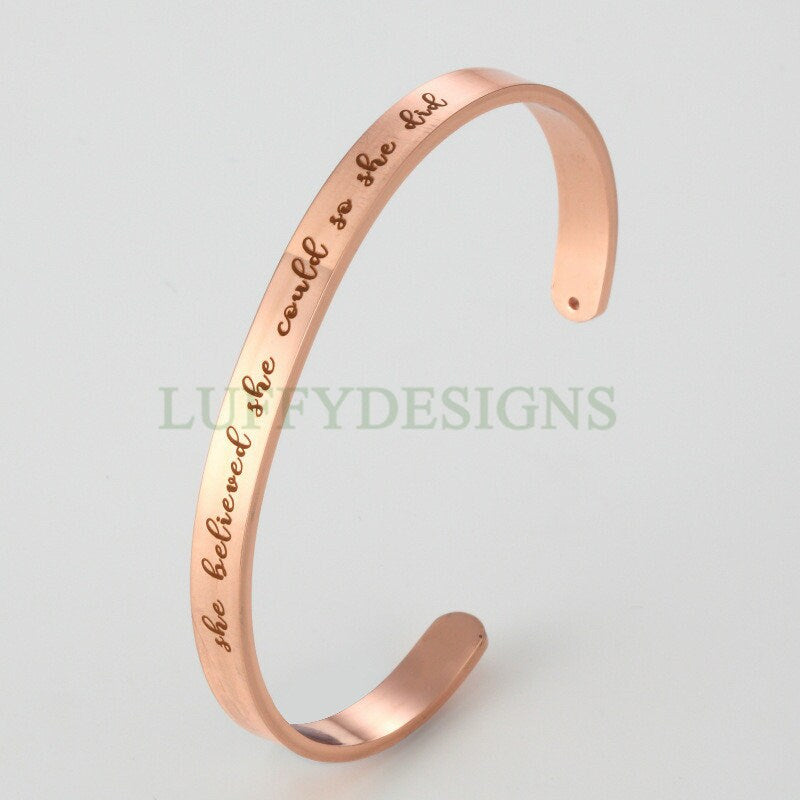 Personalized Bangle Bracelet, Inspirational Cuff Bracelet, Custom Name Bangle, Engraved Cuff Bracelet, Customized Steel Cuff, Gift for Her