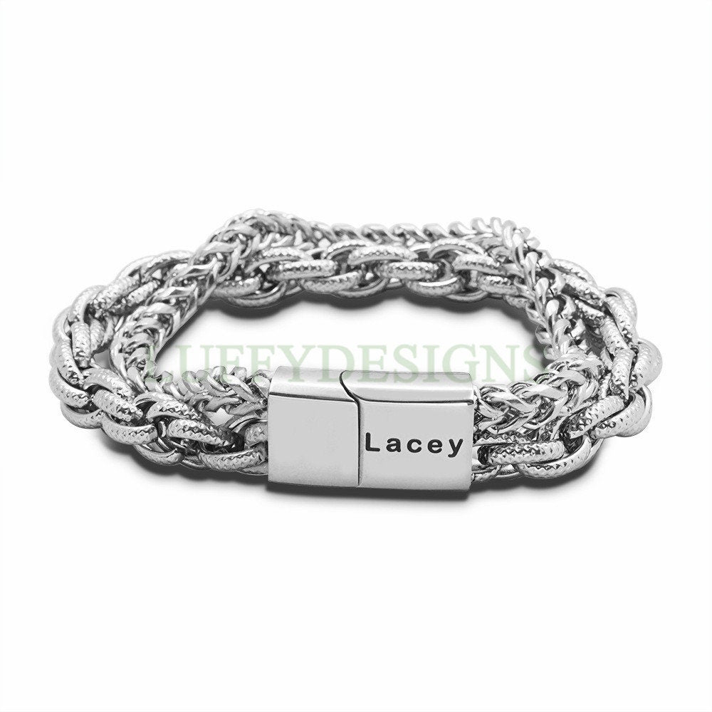 Personalized Punk Bracelet, Custom Name Bracelet, Men's Rock Bracelet, Christmas Gift For Men, Men's Motorcycle Bracelet, Father's Day Gift
