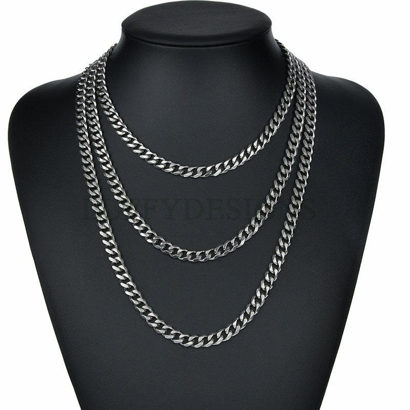 2pcs Gold Cuban Link Chain Necklace, Miami Cuban Curb Links, Cuban Men Necklace, Women Necklaces, Gift for Men, Gold plated Stainless Steel