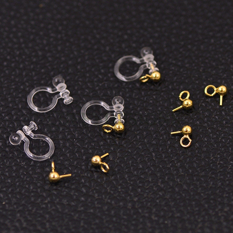 20pcs Invisible clip on earring converter, resin earring clip, no pierced dangle earrings clip findings, hypoallergenic clip earrings