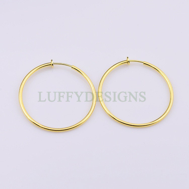10pcs Clip On Fake Earrings, Spring Action Fake Hoops, No Pierced Earring, Dangle Earring, Pierced Look Earring, Large Ear Hoops