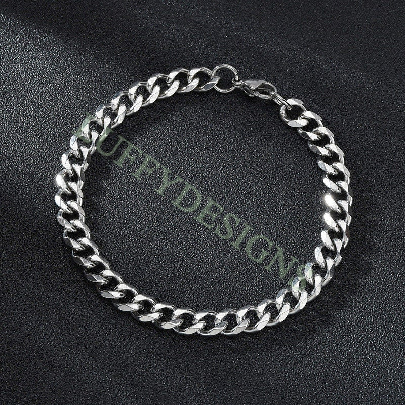 5pcs Gold Cuban Link Chain Bracelet, Miami Cuban Curb Links, Cuban Men Bracelet, Women Bracelet, Gift for Men, Gold plated Stainless Steel