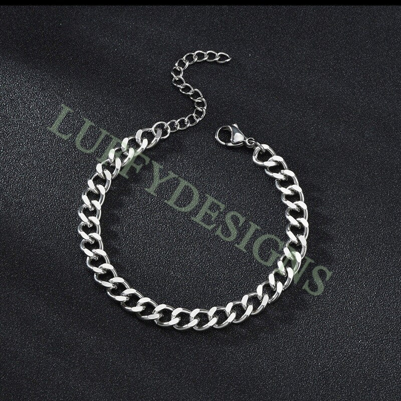 5pcs Gold Cuban Link Chain Bracelet, Miami Cuban Curb Links, Cuban Men Bracelet, Women Bracelet, Gift for Men, Gold plated Stainless Steel