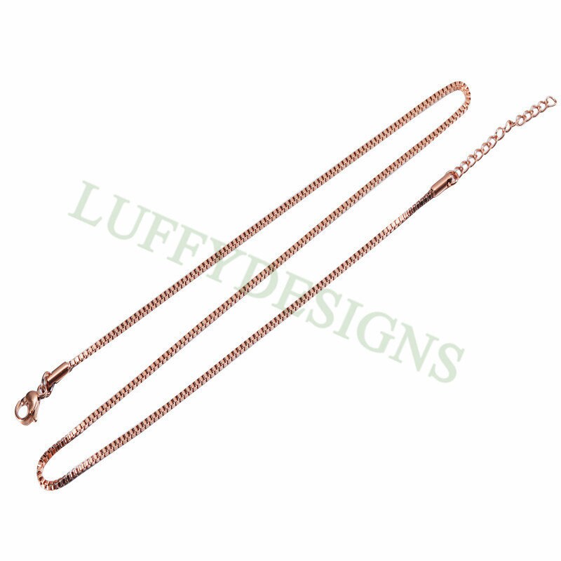 5pcs Finished Box Chain, 1.5mm Square Box Chain Necklace, 18k Gold plated 316L Stainless Steel, Hypoallergenic Womens Chain,Women's Necklace