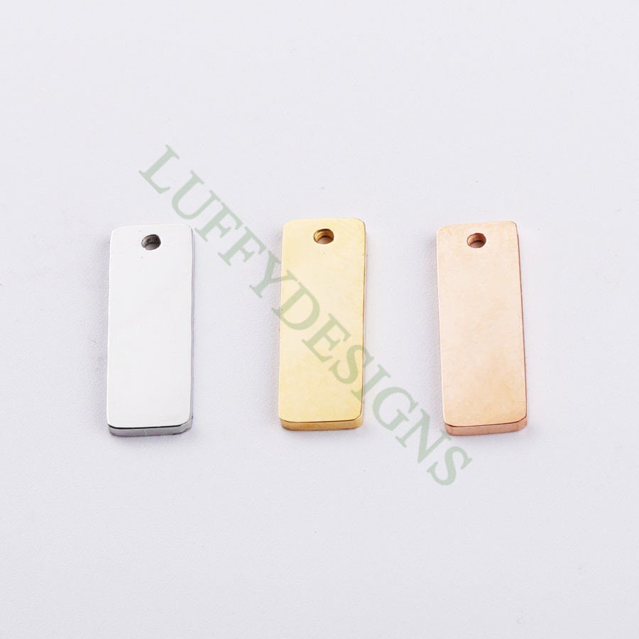 10pcs Personalized Stamping Blank Bar 6x18mm, Ready to Stamp, Gold Bar Charm, Gold Plated Stainless Steel, Mirror Polished Engraving Supply