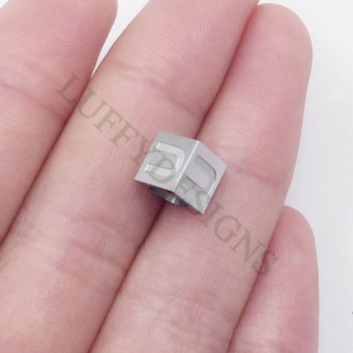 Cube Letter Charms 7mm, Uppercase Alphabet Charm, Gold Letter Charm, 26 Letters Initial Beads, Square Name Beads,Gold Plated Stainless Steel