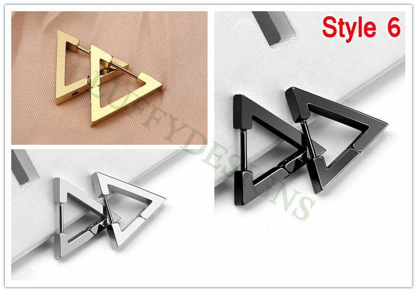 10pcs Open Clip Hoop Earrings, Clicker Ring Hoops, Earring Findings, Geometric Hoop Earrings, Gold Plated Stainless Steel Pierced Jewelry