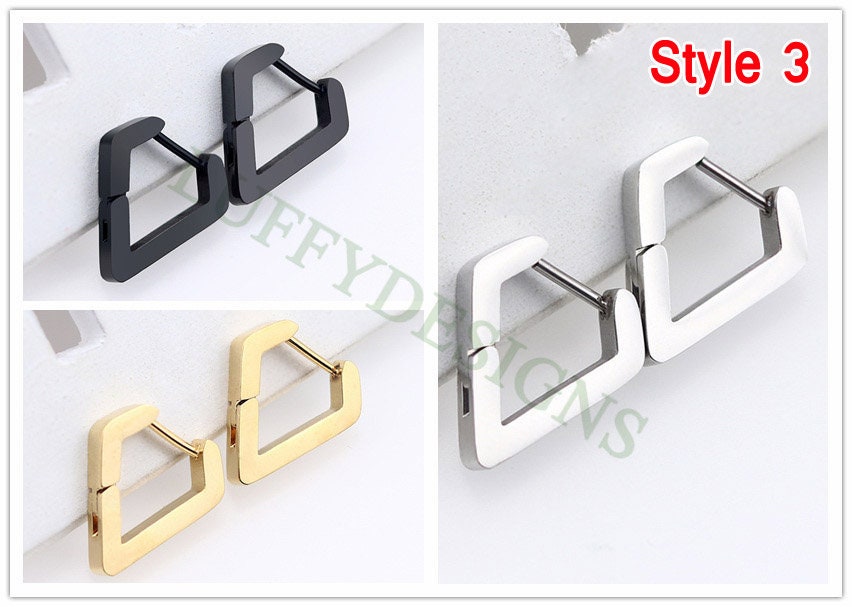 10pcs Open Clip Hoop Earrings, Clicker Ring Hoops, Earring Findings, Geometric Hoop Earrings, Gold Plated Stainless Steel Pierced Jewelry