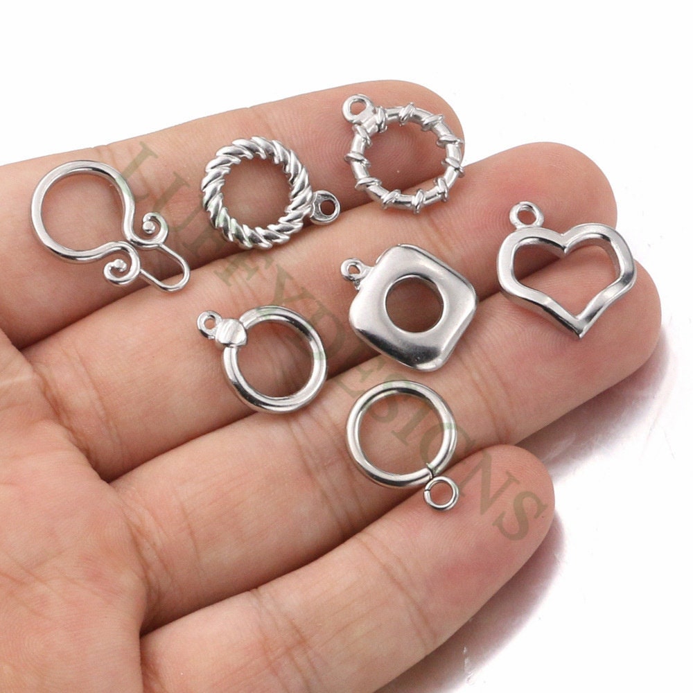 10Pcs Steel OT Toggle Clasp, DIY Jewelry Buckle, Jewelry Connectors Findings, Bracelet End OT Toggle Clasp, 304 Stainles s Steel