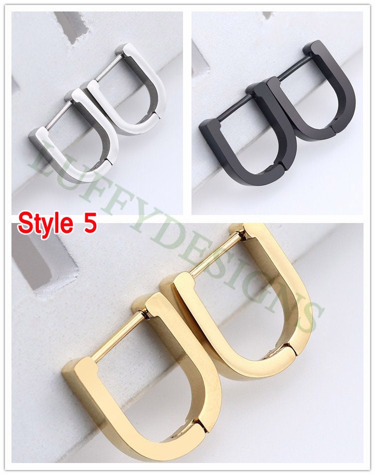 10pcs Open Clip Hoop Earrings, Clicker Ring Hoops, Earring Findings, Geometric Hoop Earrings, Gold Plated Stainless Steel Pierced Jewelry