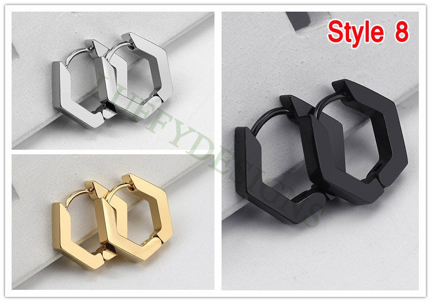 10pcs Open Clip Hoop Earrings, Clicker Ring Hoops, Earring Findings, Geometric Hoop Earrings, Gold Plated Stainless Steel Pierced Jewelry