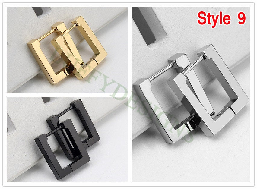 10pcs Open Clip Hoop Earrings, Clicker Ring Hoops, Earring Findings, Geometric Hoop Earrings, Gold Plated Stainless Steel Pierced Jewelry