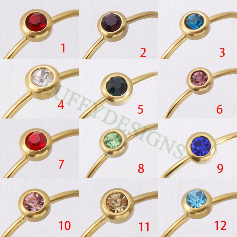 10pcs Colorful Crystal Zircon Ring, Swarovski Birthstone Ring, Steel Ring, Gold Round Ring, Birthstone Gemstone CZ Ring, Wholesale Ring