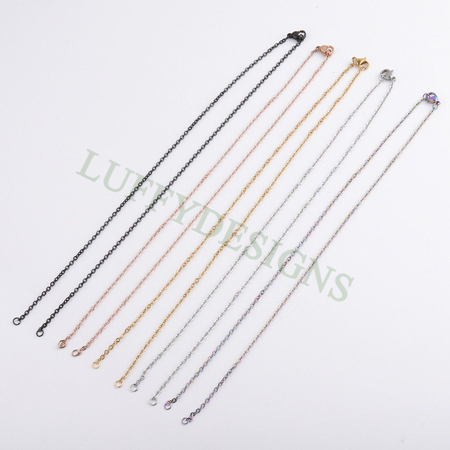 10Pcs Half Finished Necklace, Flat Oval Cable Chain With 2 Jump Rings, 18k Gold /Rose Gold plated 316L Stainless Steel, Necklace Supplies