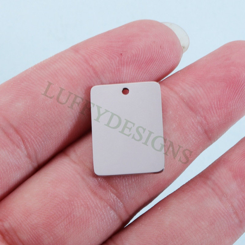 10pcs Gold Rectangle Charm Pendant, Rectangle Pendant Blank, DIY Engraving Supplies, Ready to Engrave, 18K Gold plated 316L Stainless Steel