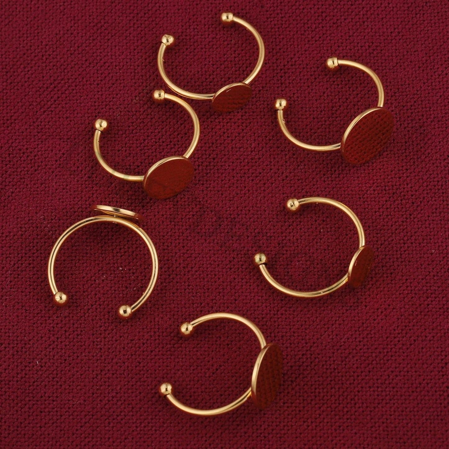 10pcs Gold Ring Blank Flat Pad, 18K Gold Plated 316L Stainless Steel, Small Ring Base, Ring Supplies, Ring Pad Blank, Circle Pad Bezel Ring