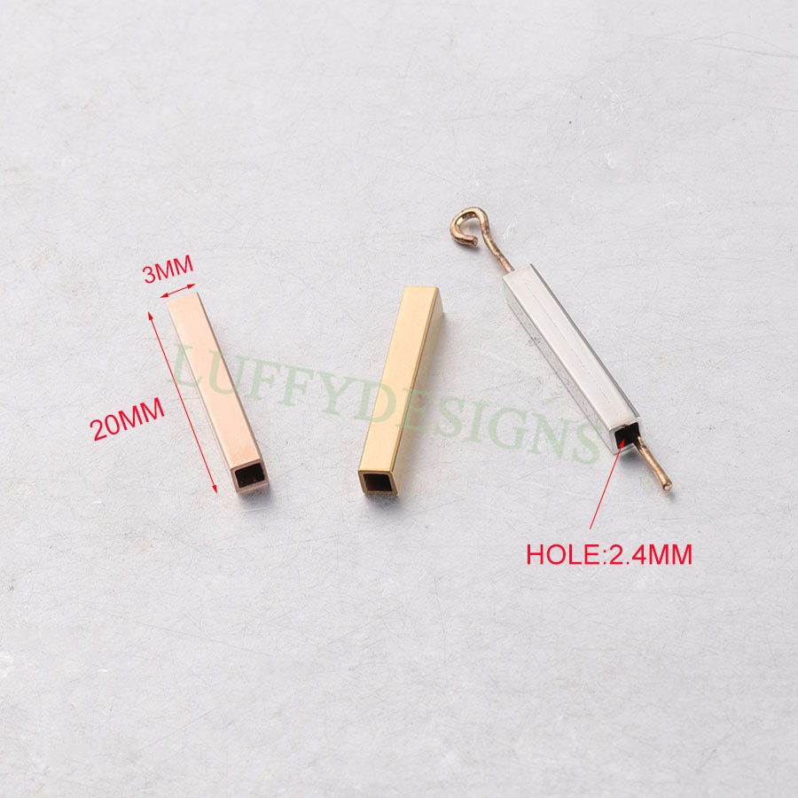 10pcs Rectangle Beads 17x5mm, Gold Beads, Geometric Beads, Rectangle Spacer Beads Charm for Bracelet Necklace Supply, 18K Gold plated Steel