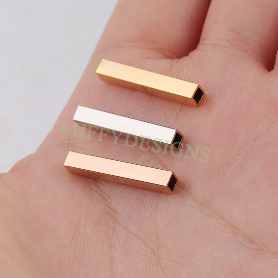 10pcs Rectangle Beads 17x5mm, Gold Beads, Geometric Beads, Rectangle Spacer Beads Charm for Bracelet Necklace Supply, 18K Gold plated Steel